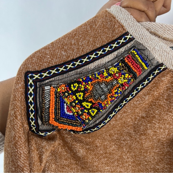 Daytrip Beaded Embellished Shoulders Heathered Knit 3/4 Sleeve Dolman Top L - Picture 10 of 12